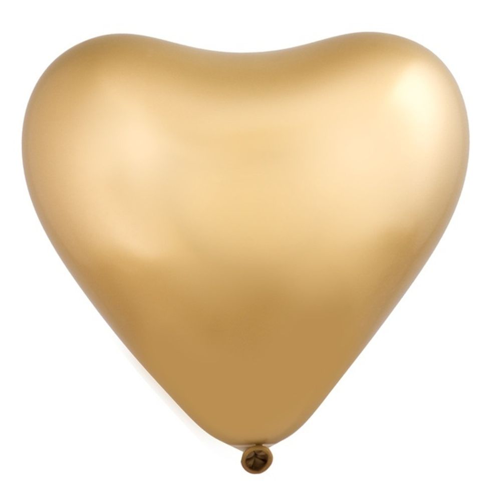 Воздушные шары сердца Эвертс, хром золото, 50 шт. размер 12&quot; #1105-0372