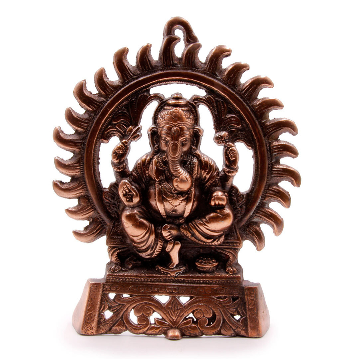 Панно настольное Ганеш в лучах символ счастья успеха и защиты, металл силумин 22 см