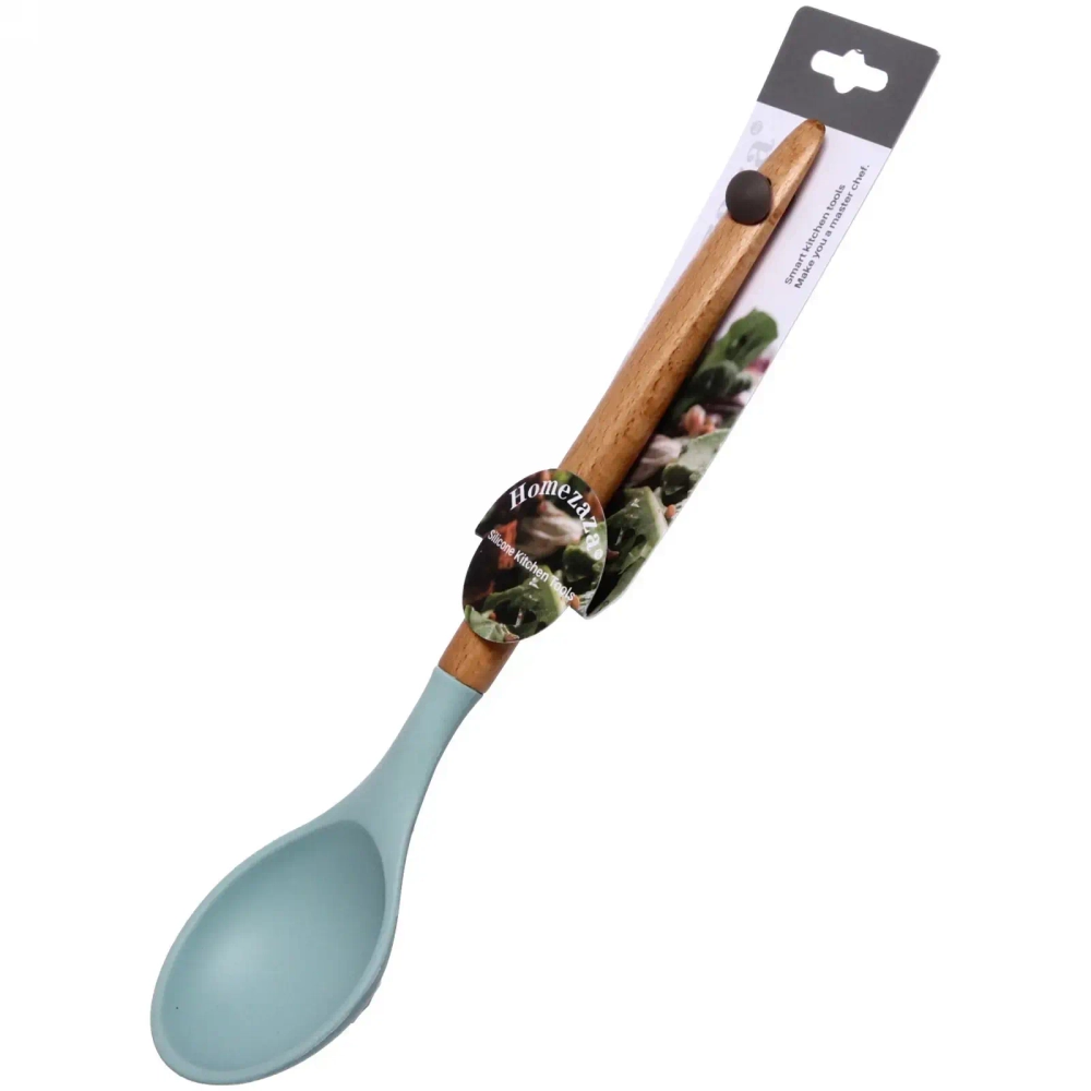 Ложка кухонная силиконовая «DANNY HOME» круглая 32,5см голубая