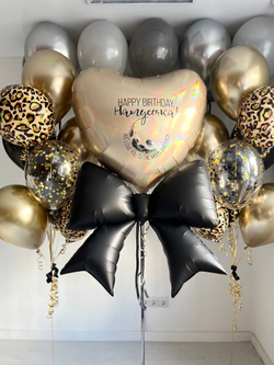 Воздушные шары на день рождение стильные леопард/черный/золото/бант №3729