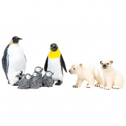 Фигурки игрушки серии "Мир морских животных": Пингвины и белые медведи