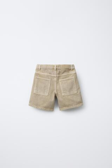 ZARA ОДНОТОННЫЕ ТВИЛОВЫЕ ШОРТЫ, ПЕСОЧНЫЙ