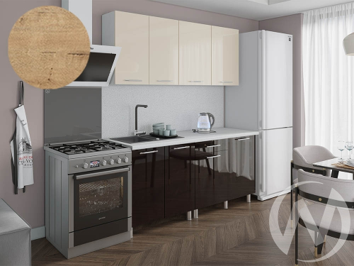 Кухня Нора 1.8м (корпус белый/ваниль; горький шоколад) 38мм дуб бунратти