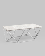 Журнальный столик Авалон 122*66 серый мрамор сталь серебро