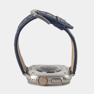 Ремешок для Apple Watch Ultra 49mm из кожи аллигатора, синего цвета