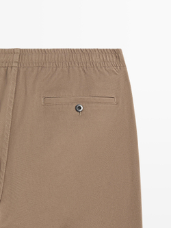 Massimo Dutti Брюки-джоггеры из смесовой хлопковой ткани, оливковый