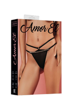 Сексуальные трусики-танга со сверкающей съёмной бретелью (Размер: L) (Цвет: черный)