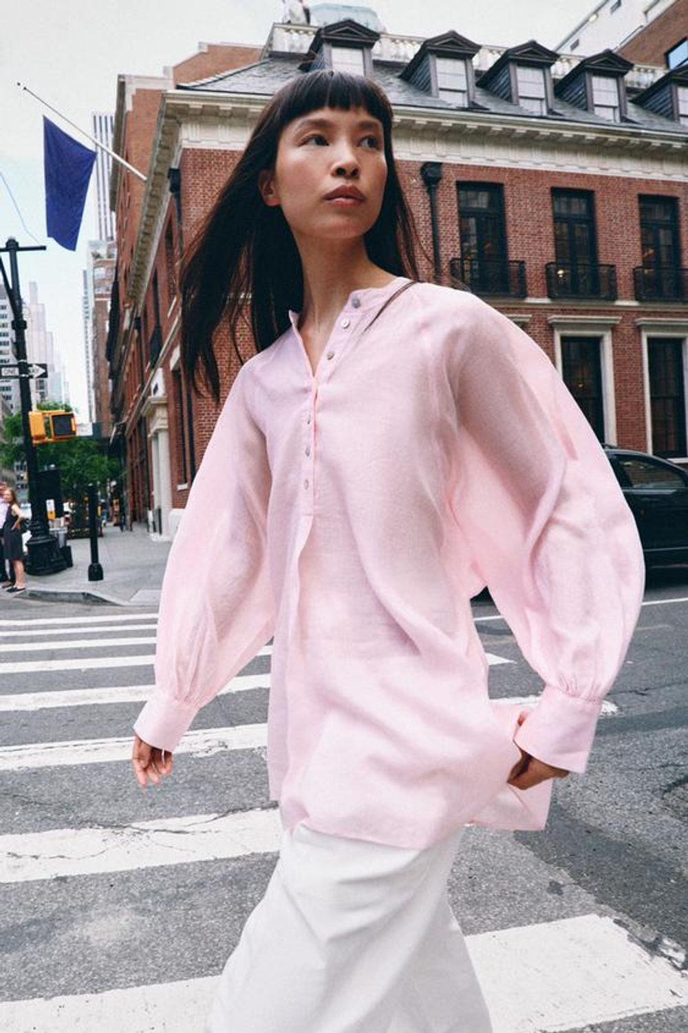 ZARA СВОБОДНАЯ РУБАШКА С РАМИ — ZW COLLECTIO, РОЗОВЫЙ