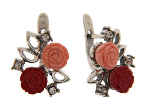 "Маники" серьги в серебряном покрытии из коллекции "Полинезия" от Jenavi  с английским замком