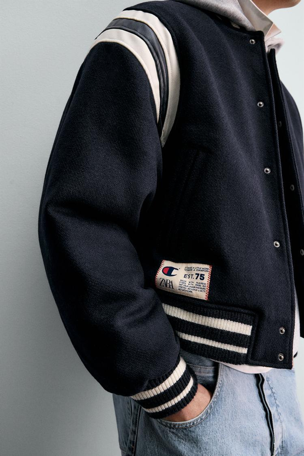 ZARA Х CHAMPION ® КУРТКА-БОМБЕР, СИНИЙ