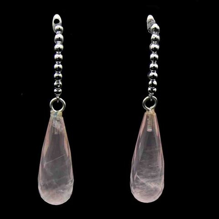 Серьги "Дождинка" розовый кварц