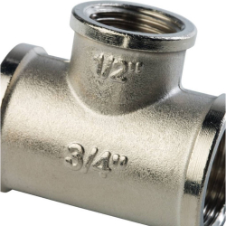 Тройник переходной STOUT никелированный ВВ 3/4"х1/2"х3/4"