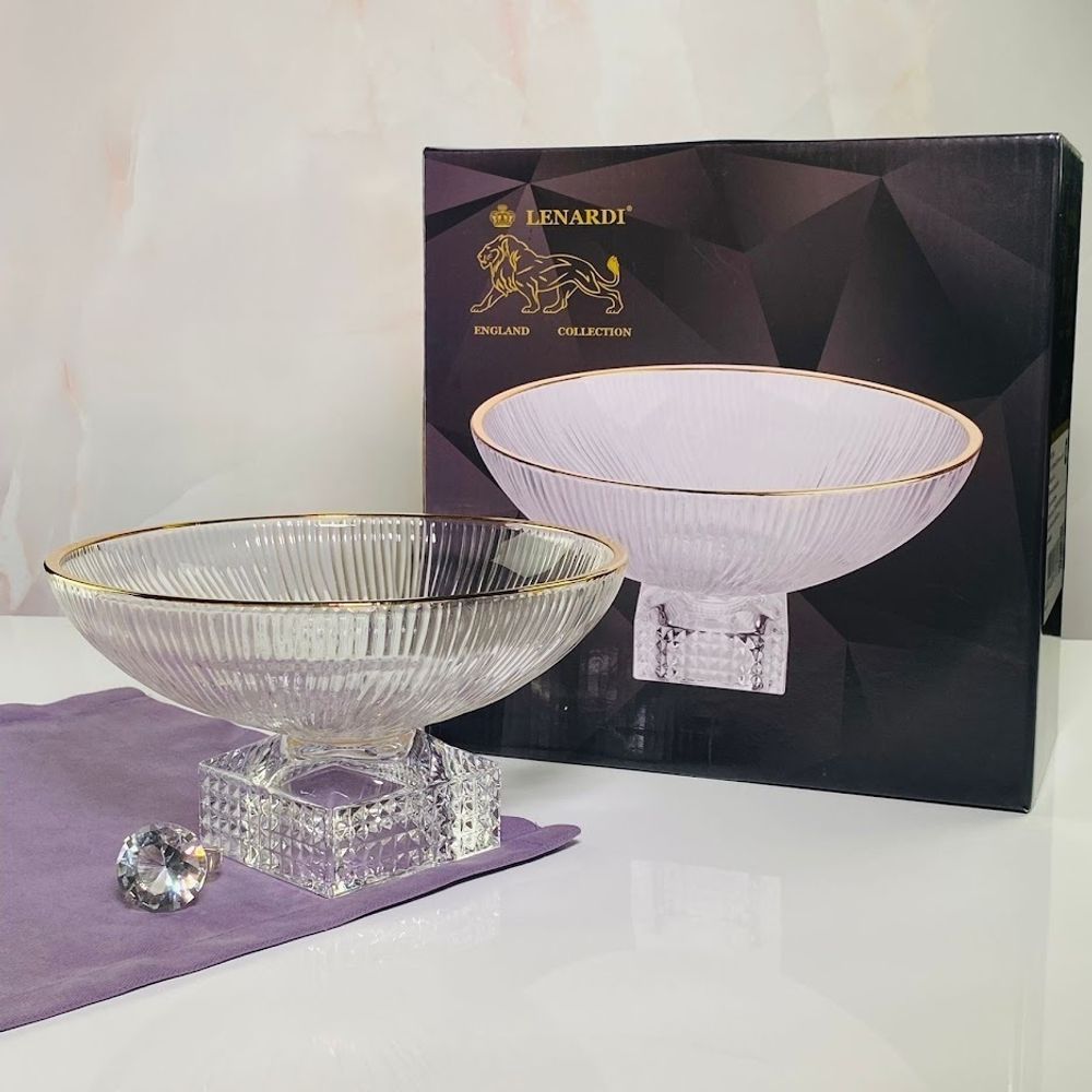 Lenardi 200-130 Фруктовница 21,5см на ножке в под.уп. (х12)Стекло