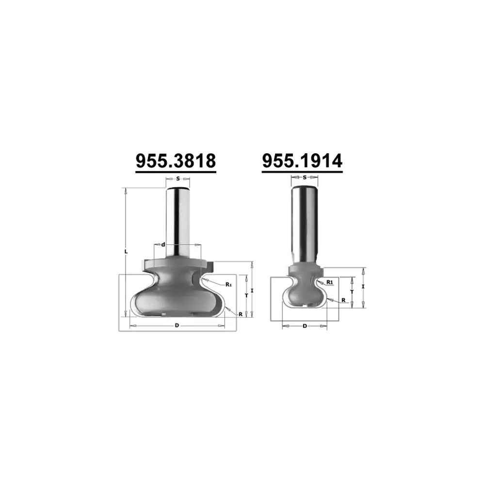 Фреза концевая профильная D=19,1 I=19,1 S=8,0 L=57,0 CMT 955.1914