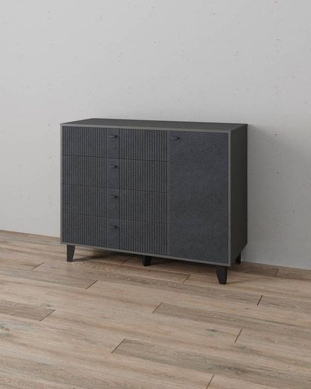 Комод КАТРИН-13 графит серый / МДФ гранит лофт