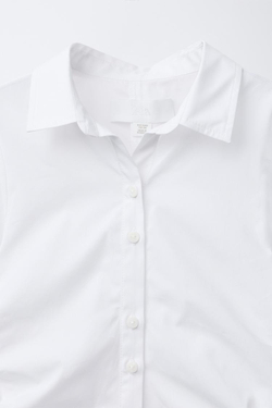 ZARA РУБАШКА СО СБОРКАМИ ПО БОКАМ, БЕЛЫЙ