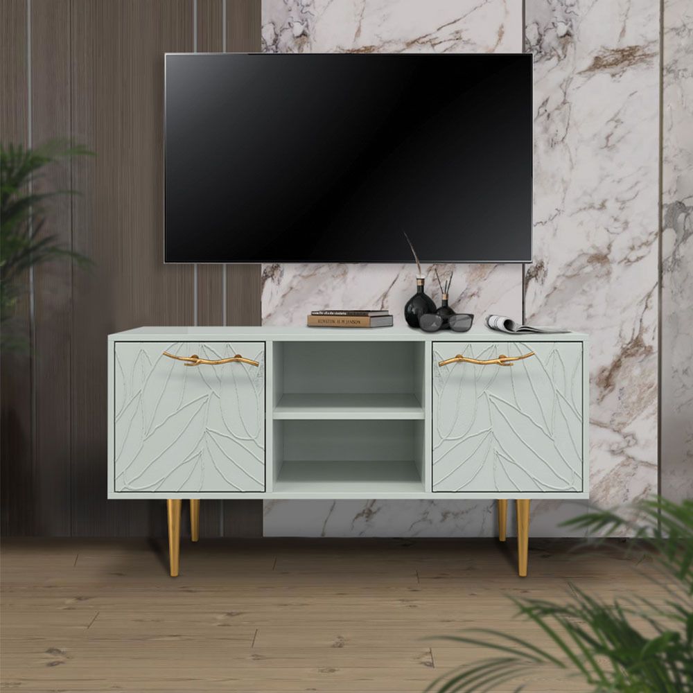 Тумба под ТВ Арт Колор leaves 117см Стайл Голд Серый дым