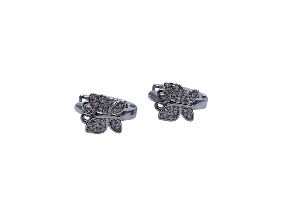 Серьги из серебра/Без покрытия/Со вставкой из прозрачных фианитов
