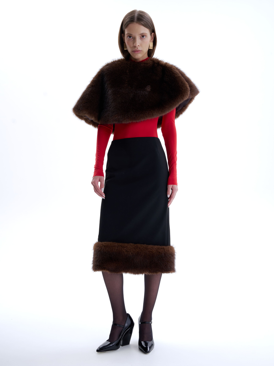 Юбка карандаш с мехом