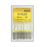 H-Files №08 (25мм) Mani Аш-Файлы (6шт.) Мани, корневой бурав ручной, эндодонтический