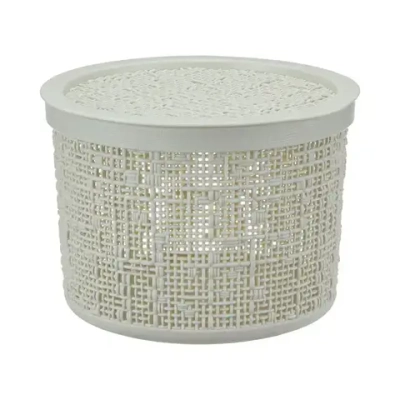 Коробка БЯЗЬ с крышкой D17см 2л белый ротанг
