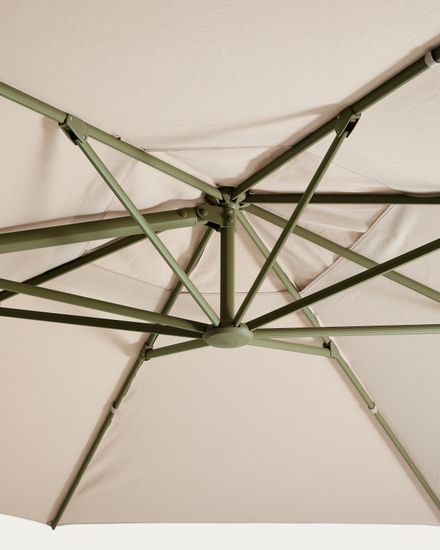 Бежевый консольный зонт Noli с зеленой алюминиевой конструкцией, 300 x 300 см