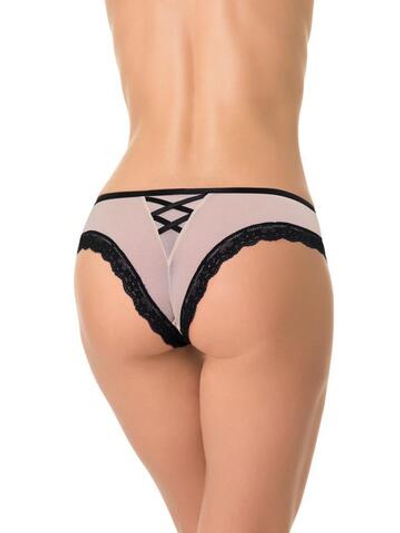 Трусы-бразилианы с имитацией шнуровки (Размер: XL) (Цвет: черный)