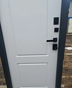 Входная дверь уличная дверь с терморазрывом Рекс Эльбрус Искра серая / ФЛ-117 Белый матовый