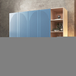 Шкаф Агератум МДФ четырехсекционный с стеллажом Сапфир структурный (0,3) G4018-62A матовая - Дуб молочный 8622  230*45*220