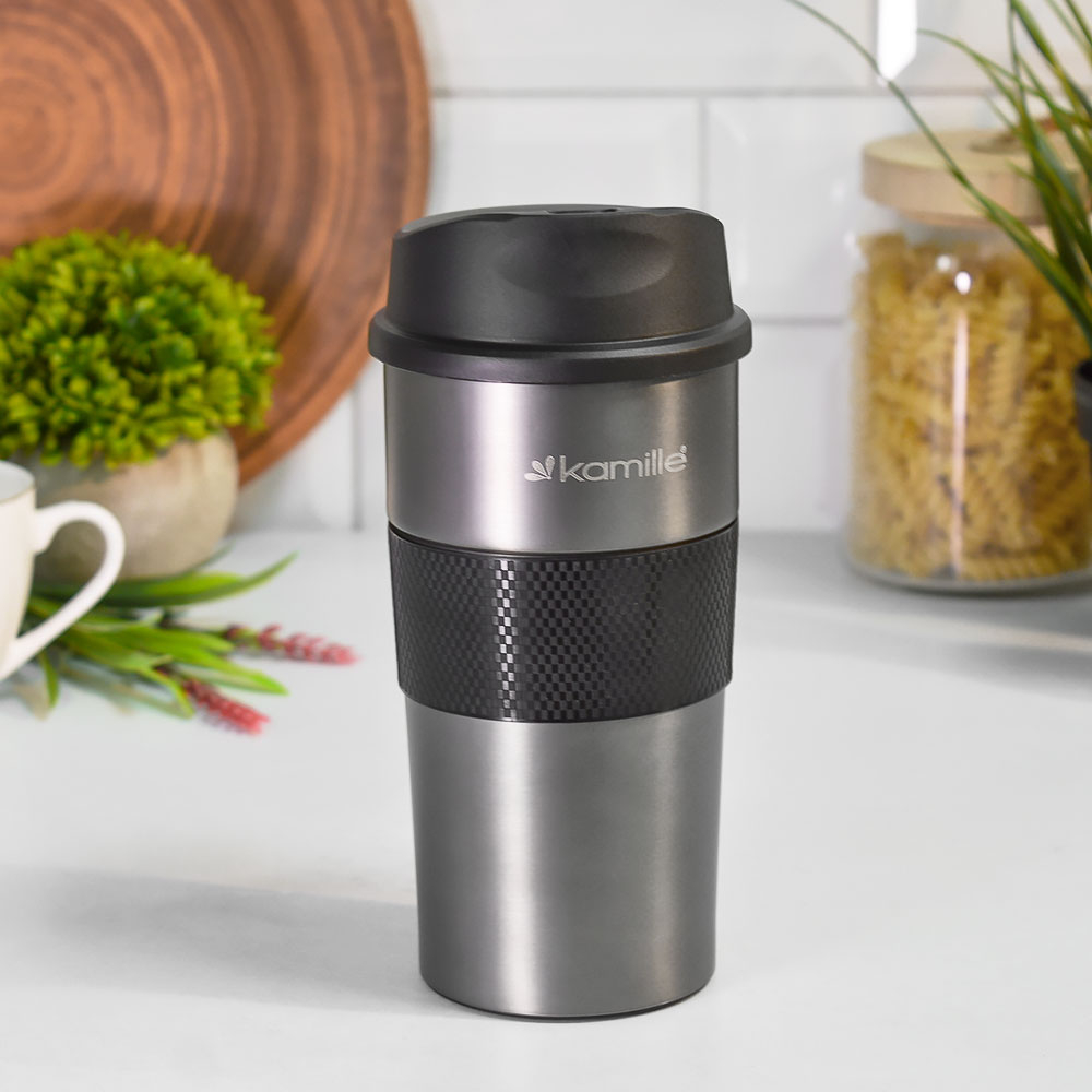 Термокружка 480мл нерж "Kamile", TPR-вставка, графит, 2150A