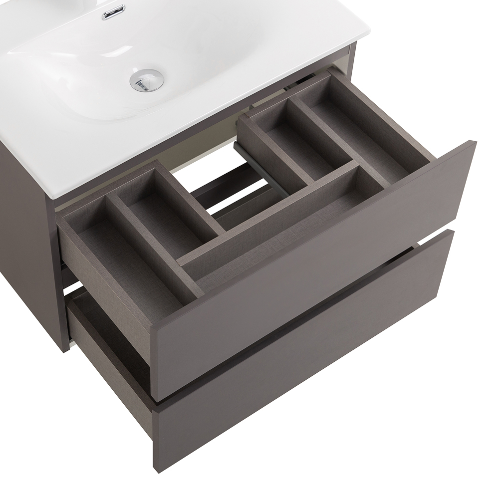 Тумба с раковиной подвесная BelBagno KRAFT-700-2C-SO-GSO Темно-Серый матовый, раковина белая BB-8099-70