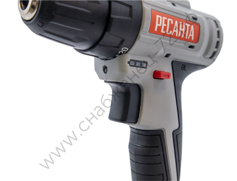 Дрель-шуруповерт аккумуляторная Ресанта ДА-20-2ЛК-Б (2,0 А/ч) (бесщеточный двигатель)