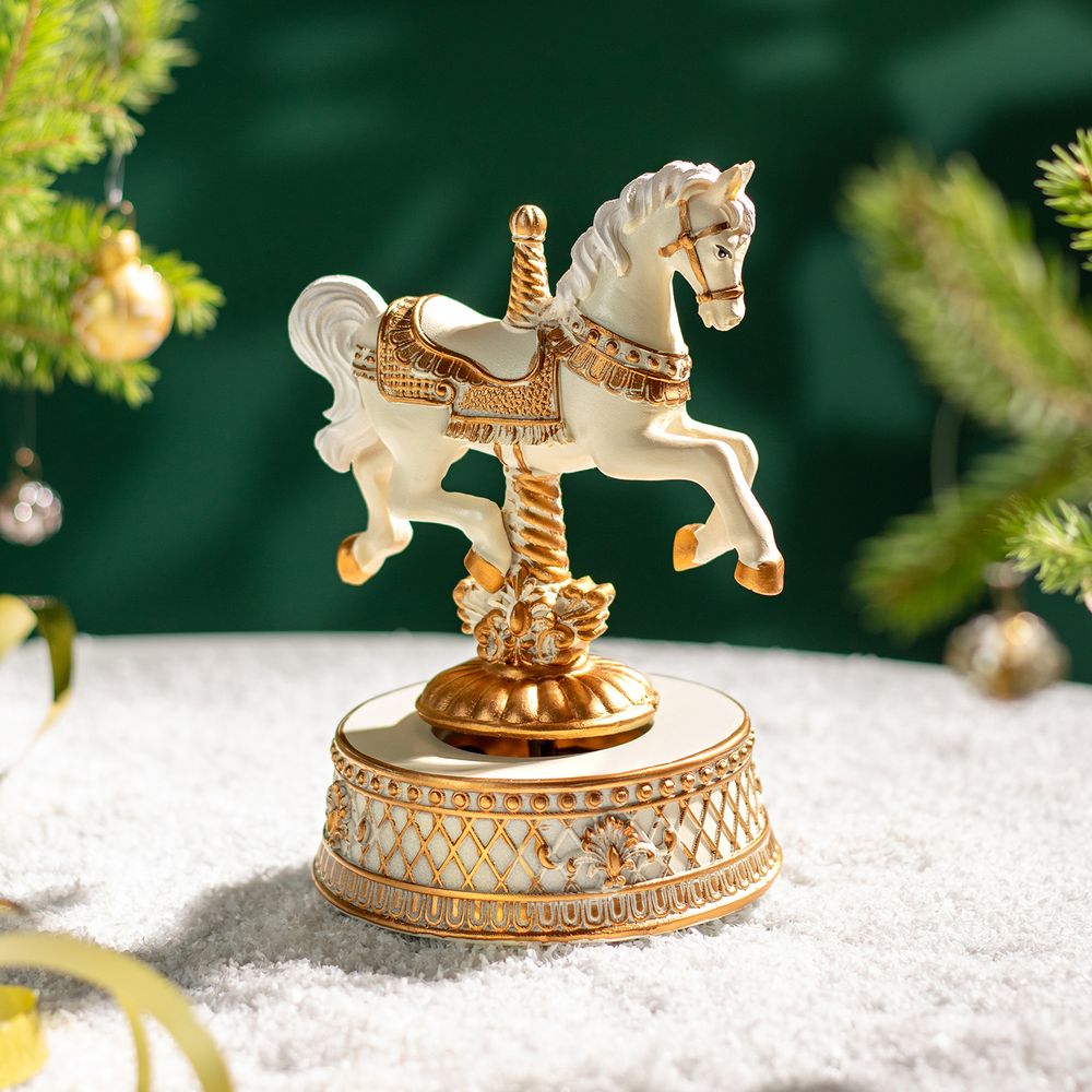 МУЗЫКАЛЬНАЯ СТАТУЭТКА "КАРУСЕЛЬ-ЛОШАДКА" 11,9Х11,1Х17,2 СМ