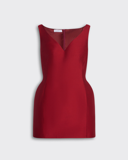 Платье из формодержащей шерсти и шелка Диор красный