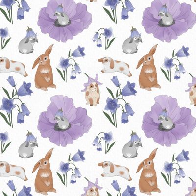 Зайчики в саду на белом фоне