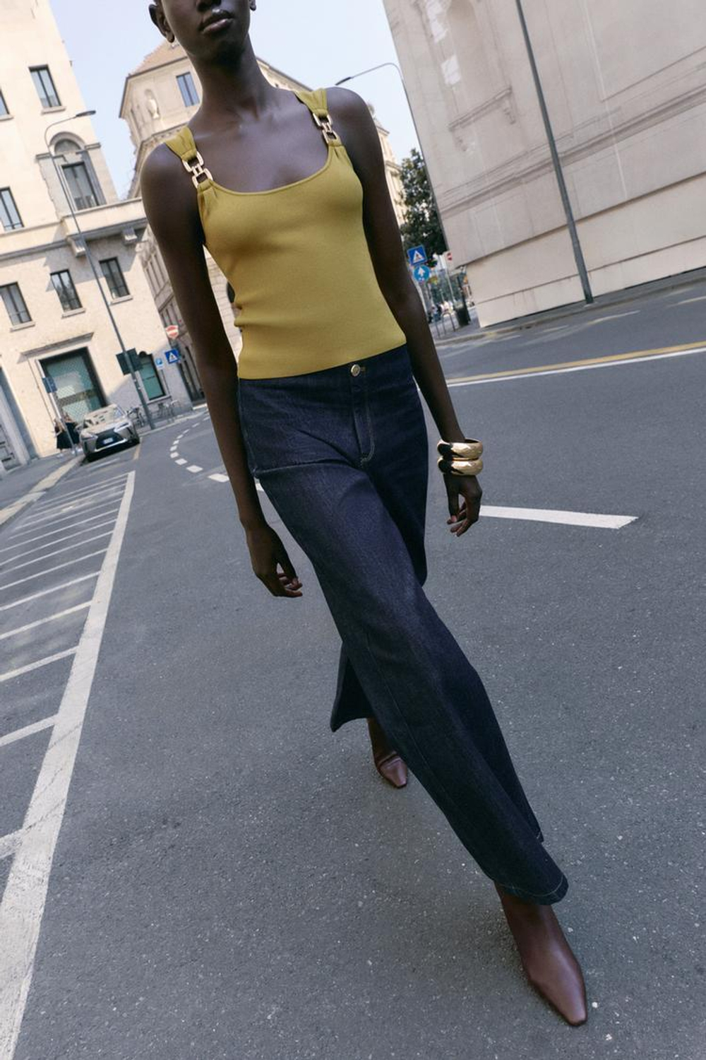 ZARA ТРИКОТАЖНЫЙ ТОП С МЕТАЛЛИЧЕСКОЙ ОТДЕЛКОЙ, МЯГКИЙ ЗЕЛЕНЫЙ