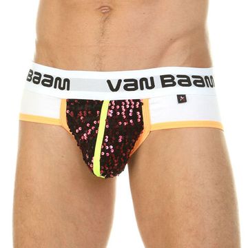 Мужские трусы брифы белые с красными пайетками Van Baam VB0209