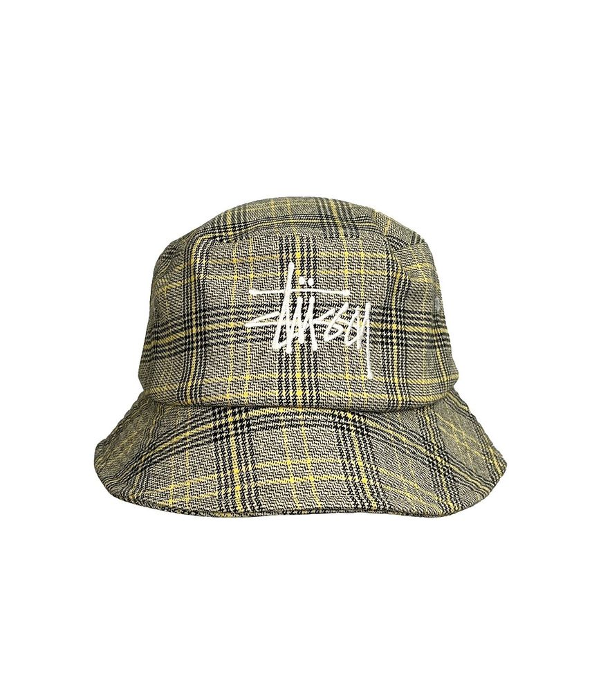 Панама Stussy Big Logo Plaid Off White