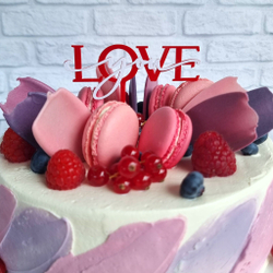 Топпер акриловый «Love you» красный с белой надписью