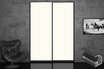 Дверь-купе 2850*600(700,800,900) мм, черный велюр, Белый глянец LAMARTY