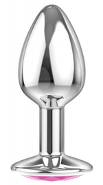 Большая серебряная металлическая пробка с розовым кристаллом (6,8 см) (Цвет: серебряный, розовый)