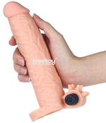 Телесная насадка-удлинитель с вибрацией - 19 см. (Цвет: телесный)