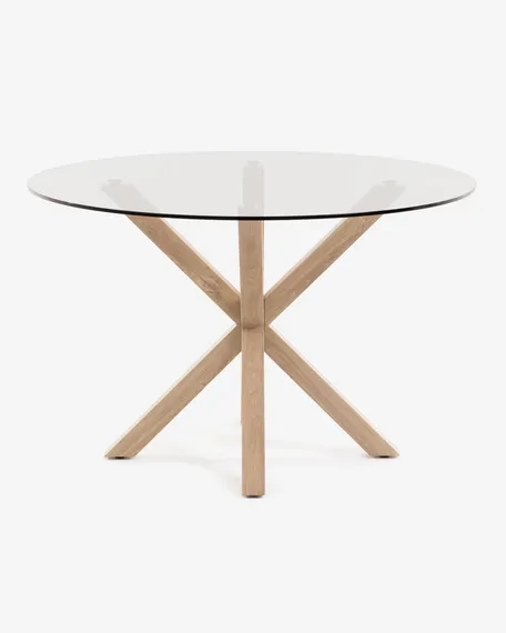 Стол Argo Ø120 см, стеклянная столешница, светлые ножки