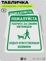 Табличка "Уберите за своим питомцем" на дверь и забор, для двора, дома, подъезда, 40х30 см, Silver Plane x Айдентика Технолоджи