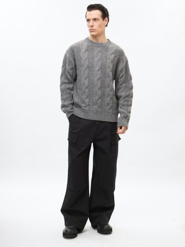 Серый шерстяной свитер Heathen в косичку