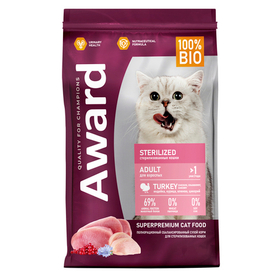 Award Sterilised с индейкой и курицей с добавлением клюквы и цикория 1кг. развес