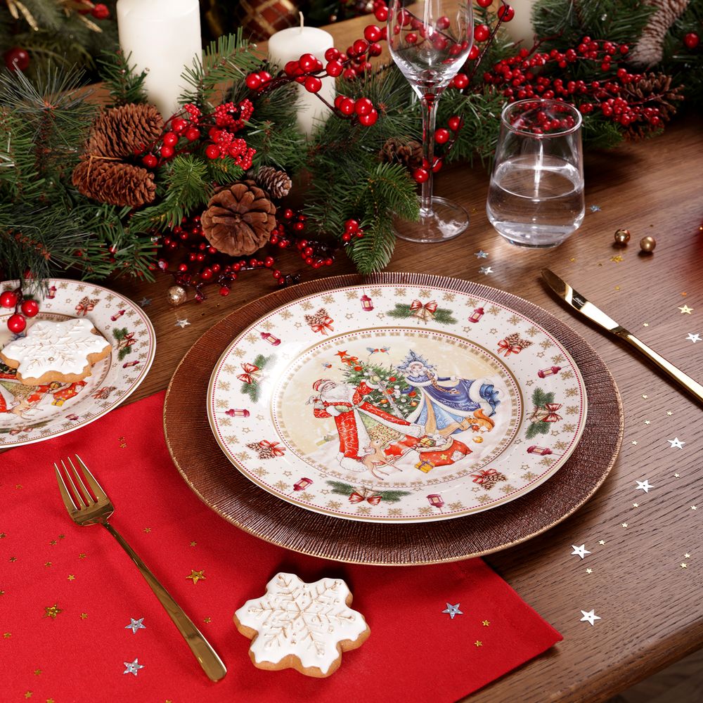 НАБОР ТАРЕЛОК ОБЕДЕННЫХ LEFARD "ДЕД МОРОЗ И СНЕГУРОЧКА" 2 ШТ. 27 СМ (КОР=9НАБ.)