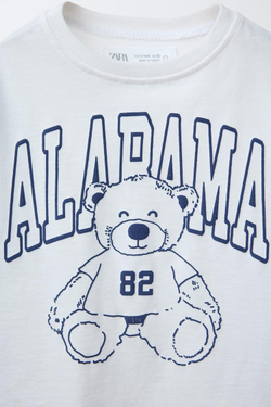 ZARA ФУТБОЛКА С ПРИНТОМ, БЕЛЫЙ