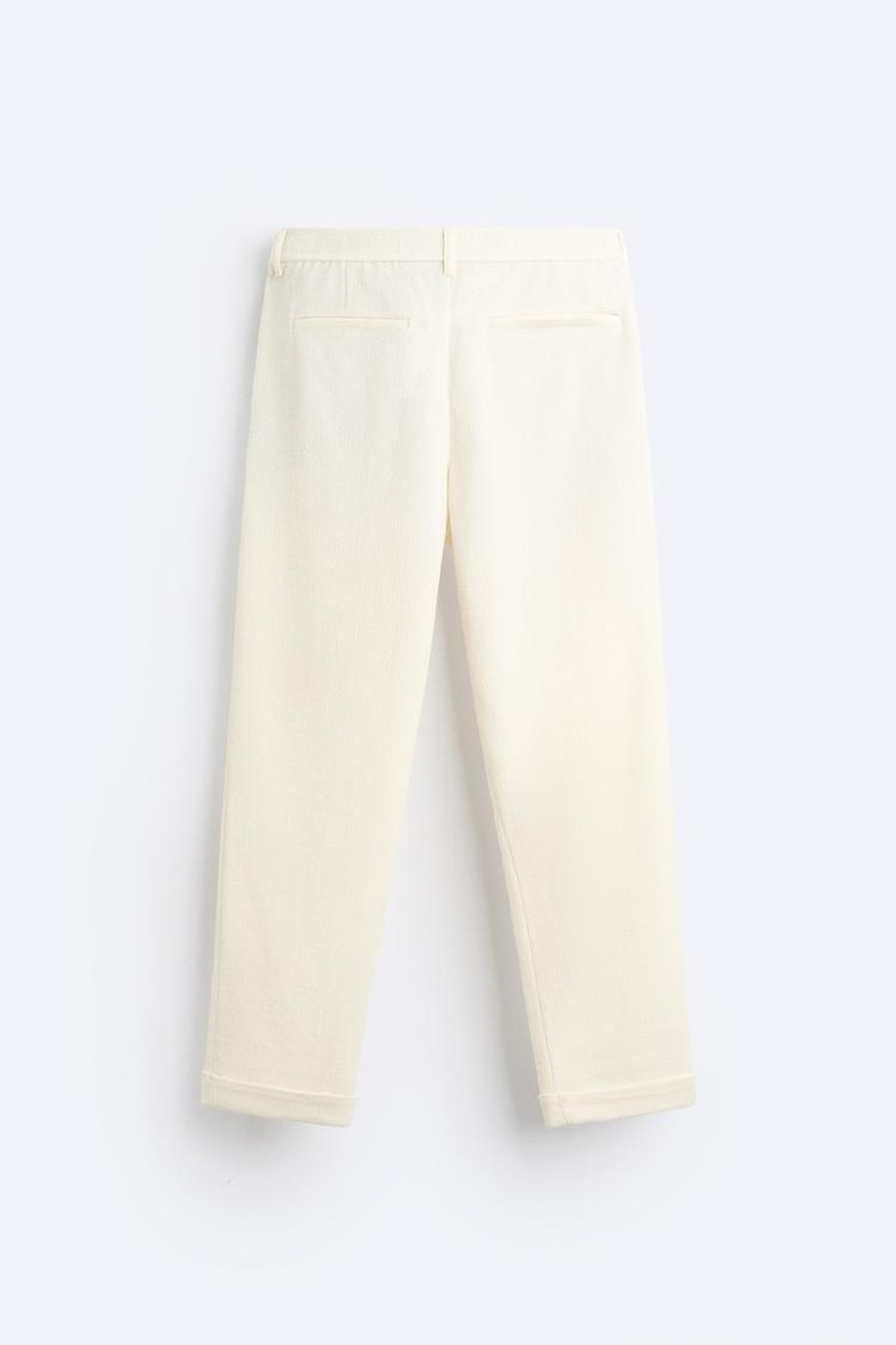 ZARA БРЮКИ ИЗ РЕЛЬЕФНОЙ ТКАНИ С ЗАЩИПАМИ, ЭКРЮ