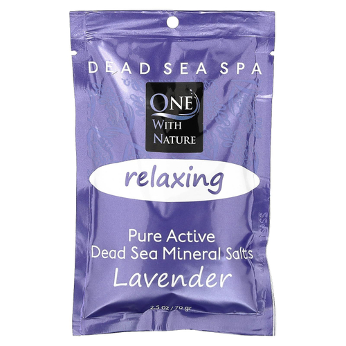 One with Nature, Dead Sea Spa, минеральные соли, расслабляющая лаванда, 70 г (2,5 унции)